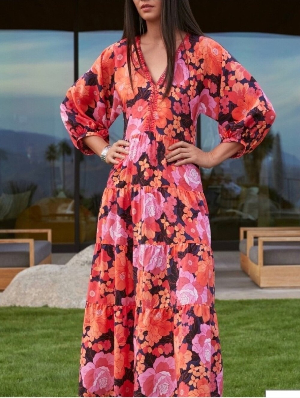NWT Johnny Was Becca Dolman Silk Floral  Dress-Medium-Original Price $480.00